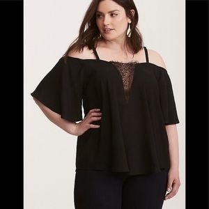 Torrid Lace Inset Cold Shoulder Top